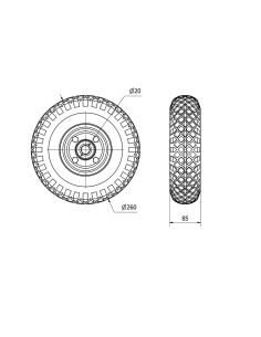 Rueda impinchable con nucleo metálico y rodamiento de bolas, carga máx. 100 kg, ø 26 cm 2