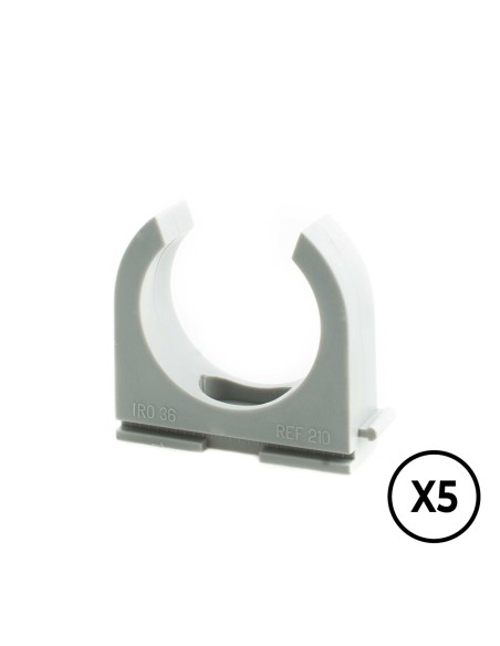 Soporte a presion lh ø 20 mm, gris, 5 unidades