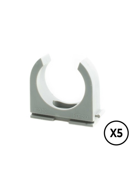 Soporte a presion lh ø 25 mm, gris, 5 unidades