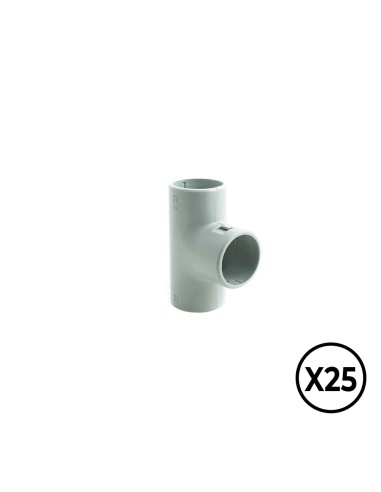 Manguito en t inspeccionable de pvc ø 25 mm, gris, 25 unidades