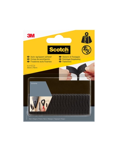 Tira de autofijación extreme, negra, 25mmx76mm, 2 uds, máx 5 kg