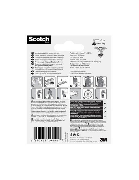 Tira de autofijación extreme, negra, 25mmx76mm, 2 uds, máx 5 kg