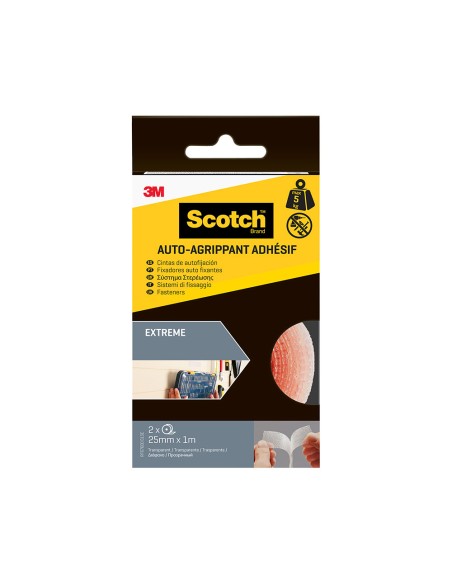 Cinta de autofijación extreme rollo, transparente, 25mmx1m, 2 uds, máx 5 kg