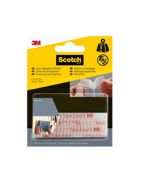 Tira de autofijación extreme, transparente, 25mmx76mm, 2 uds, max 5 kg