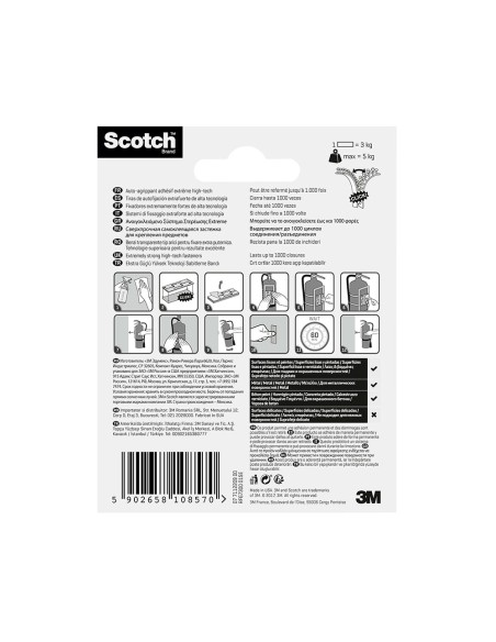 Tira de autofijación extreme, transparente, 25mmx76mm, 2 uds, max 5 kg