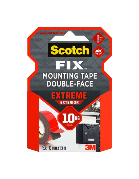 Cinta doble cara de montaje para exteriores extreme, 19mmx1,5m, máx 10 kg