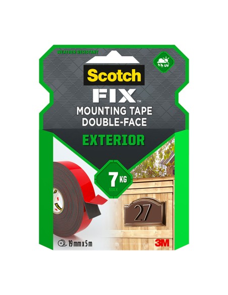 Cinta doble cara de montaje para exteriores, 19 mm x 5 m, máx 7 kg