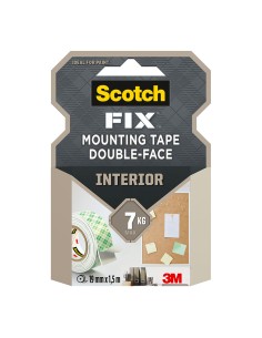 Cinta doble cara de montaje para interiores, 19mmx1,5m, máx 7 kg