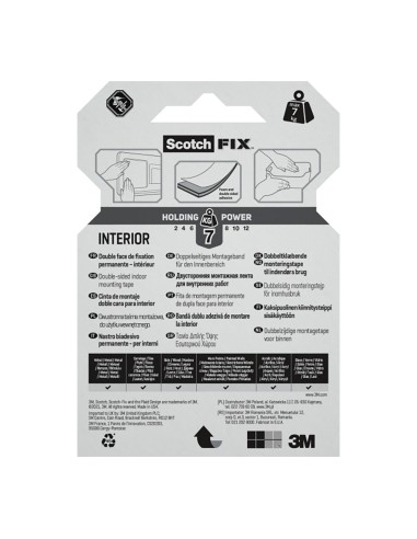 Cinta doble cara de montaje para interiores,...