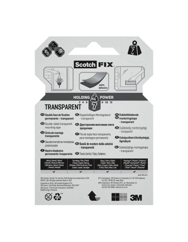Cinta doble cara de montaje, transparente,...