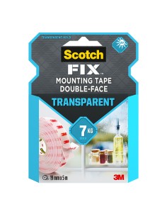 Cinta doble cara de montaje, transparente, 19mmx5m, máx 7 kg