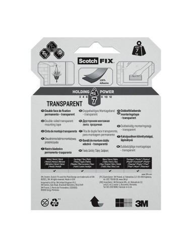 Cinta doble cara de montaje, transparente,...