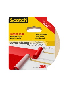 Cinta doble cara, para alfombras y vinilos, extrafuerte, 20 m x 50 mm