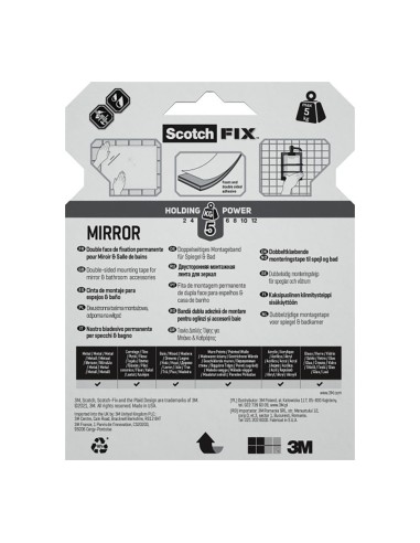 Cinta doble cara montaje espejos, 19mmx5m, máx...