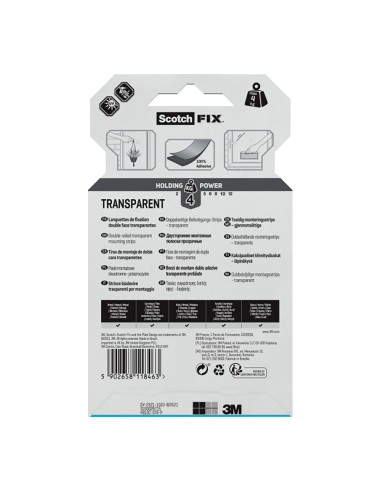 Tira adhesiva doble cara, transparente,...