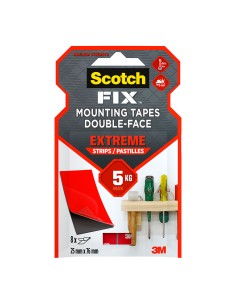 Tira adhesiva doble cara, extreme, negra, 25mmx76mm, 8 uds, máx 5 kg