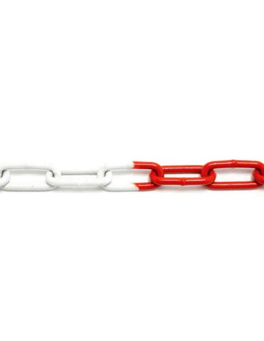 Cadena eslabones acero bicolor roja / blanca ø 6 mm din 763 caja de 30 m