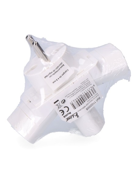 Clavija triple esp. pata 4,8 mm. (retractilado)