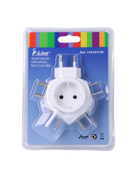 Adaptador universal multi-globe 10 a 250 v, 110 x 100 x 45 mm