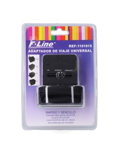 Adaptador de viaje universal 2 usb 3 clavijas eu, uk, usa/aus, negro, 45 x 55 x 60 mm