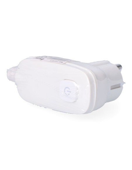 Clavija con t/t (schuko) + interruptor luminoso 16 a 250 v, blanca, 95 x 40 x 70 mm (retractilado)
