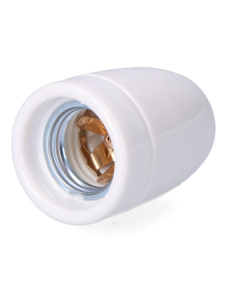 Portalámparas cerámico vintage e27, 100 w 250 v, blanco, ø47 x 59 mm (retractilado)