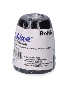 Portalámparas cerámico vintage e27, 100 w 250 v, negro, ø47 x 59 mm (retractilado) 2