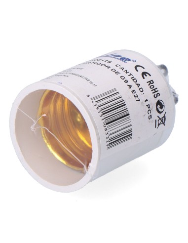 Convertidor de g9 a e27, 2 a 230 v, blanco, ø33...