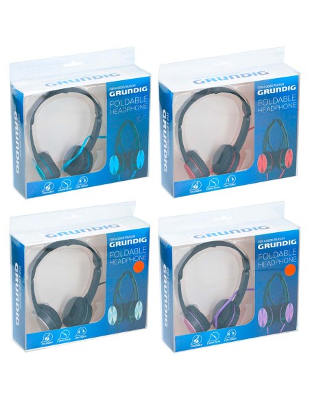Auriculares plegables, pvc, 1,2 m. colores surtidos