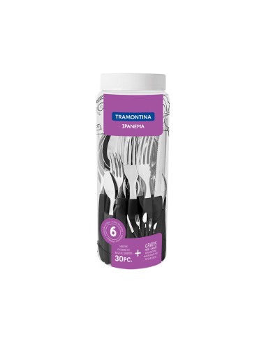 Cubertería 30 piezas negro