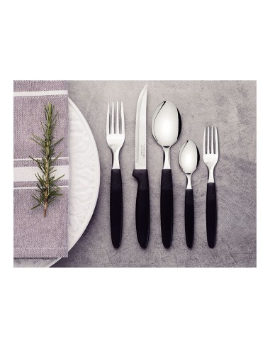 Cubertería 30 piezas negro