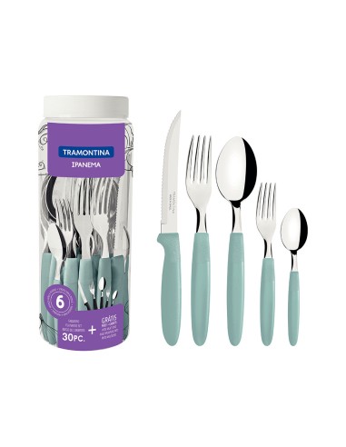 Cubertería 30 piezas azul