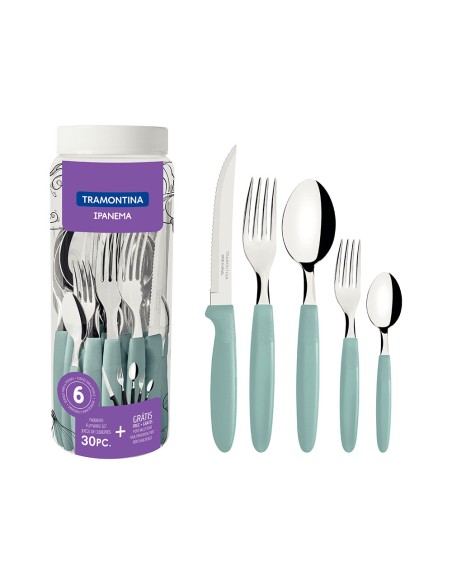 Cubertería 30 piezas azul