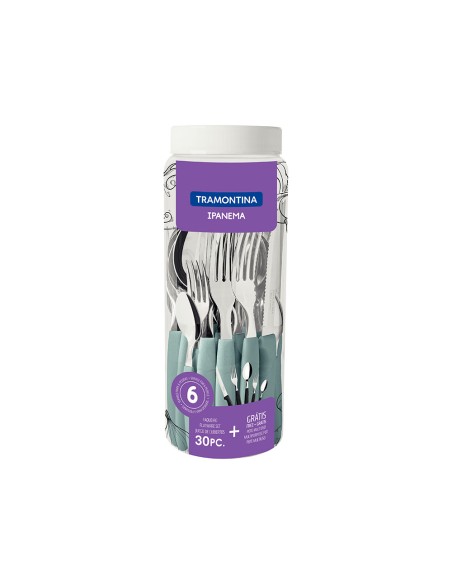 Cubertería 30 piezas azul