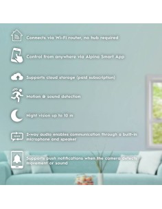 Cámara fija para interior smart, wifi, 230 v, 1080 p hd, micro sd, 5,4 x 5 x 10,6 cm 2