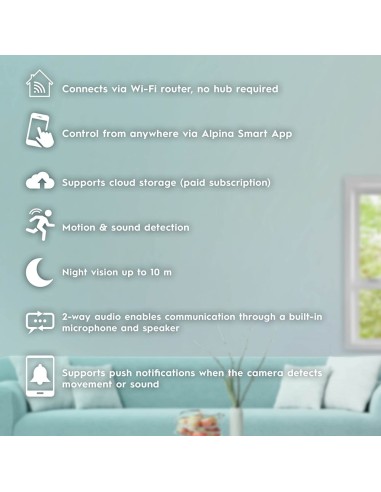 Cámara fija para interior smart, wifi, 230 v,...