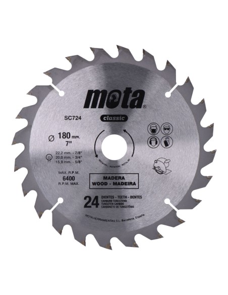 Sierra circular widia ø180mm 24 dientes clp18 sc724 mota