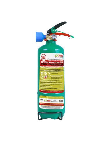 Extintor especial para baterías de litio 2 l, verde + soporte