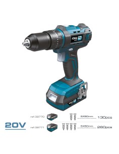 Kit maletin taladro percutor/atornillador 20 v con bateria 2.0ah y cargador. 20,5 x 22 cm 2