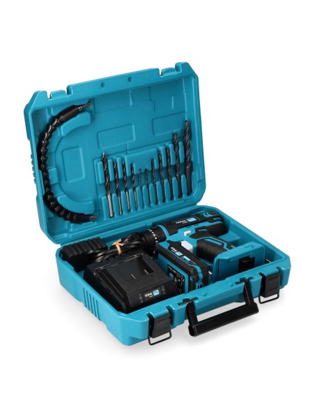 Kit maletin taladro percutor/atornillador 20 v con bateria 2.0ah y cargador. 20,5 x 22 cm