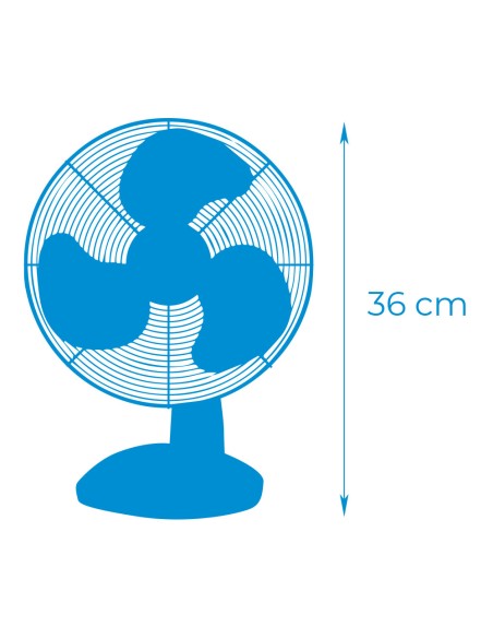 Ventilador de sobremesa. color blanco. potencia: 25 w aspas: ø23  27x24x36cm