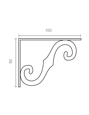Escuadra ornamental plm05 negro 100 x 90 mm