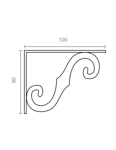Escuadra ornamental plm05 negro 100 x 90 mm