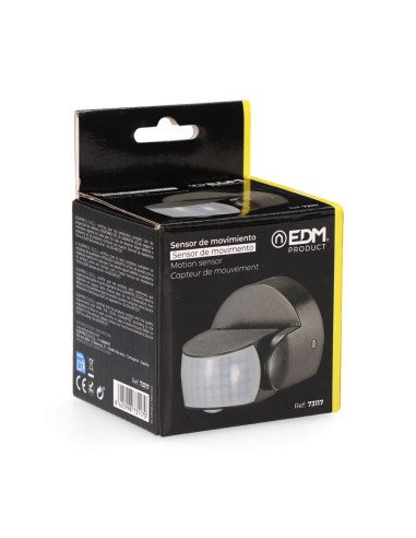 Sensor de movimiento y crepuscular 15 m ip65 negro