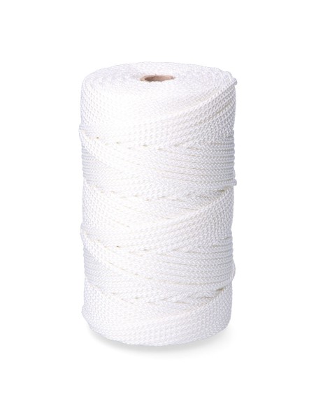 Cordón trenzado poliéster granete blanco, calibre 5 mm x 200 m