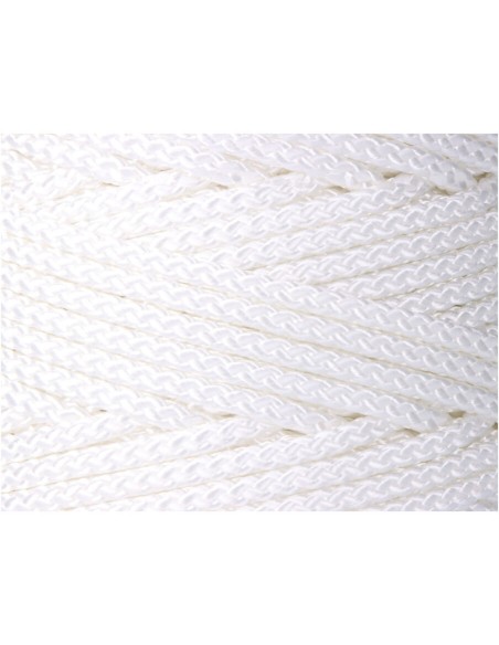 Cordón trenzado poliéster granete blanco, calibre 6 mm x 200 m