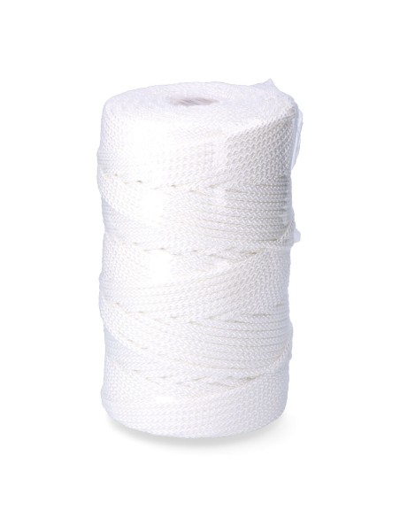 Cordón trenzado poliéster granete blanco, calibre 6 mm x 200 m
