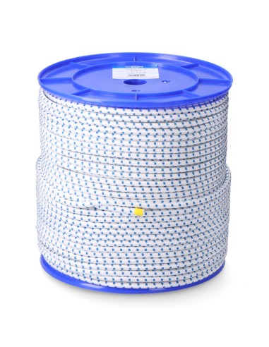 Cuerda de goma elástica blanca / azul poliéster calibre 8 mm x 200 m