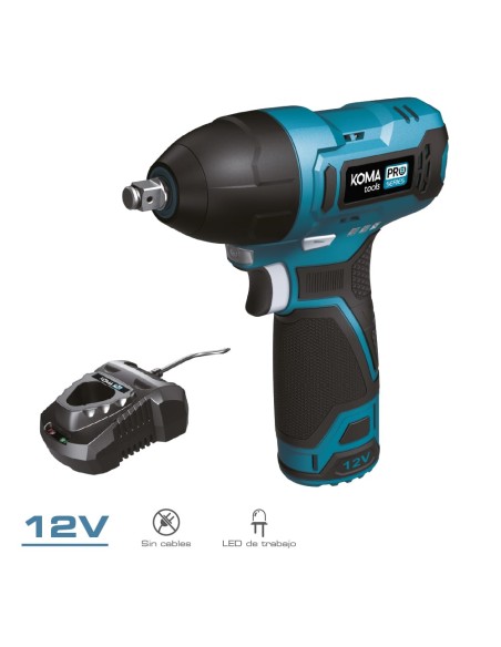 Kit maletín llave de impacto 12 v con bateria y cargador