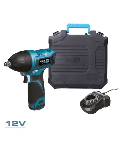 Kit maletín llave de impacto 12 v con bateria y...